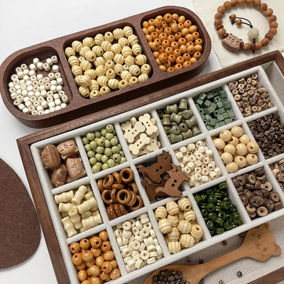【古风国风】方块竹节猫咪蜜罐珠散珠木头全集手工 diy串珠材料
