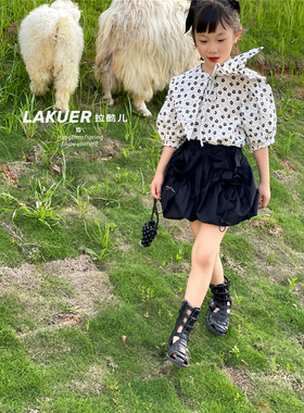 实体店现货奕佳潮童馆波啦家LAKUER拉酷儿XK75613蝴蝶结花苞短裤