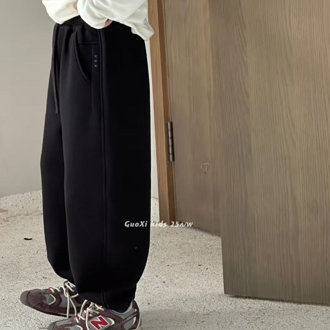 实体店现货果皙GUOXI品牌童装25冬款一体绒针织休闲运动裤25C67