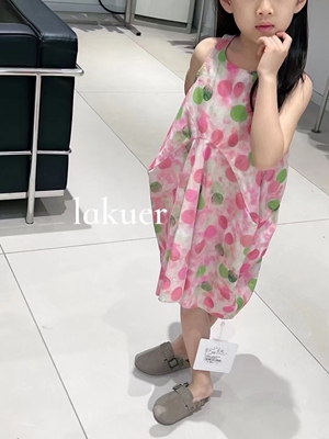 拉酷儿LAKUER品牌童装实体店断码捡漏设计感连衣裙LMX90105