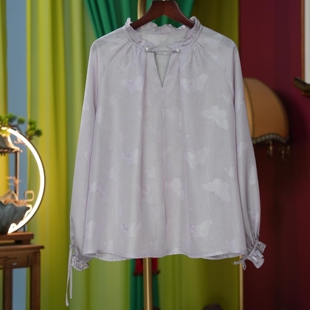 【闲庭序】张国权螺钿蝴蝶绞罗桑蚕丝国风新中式上衣