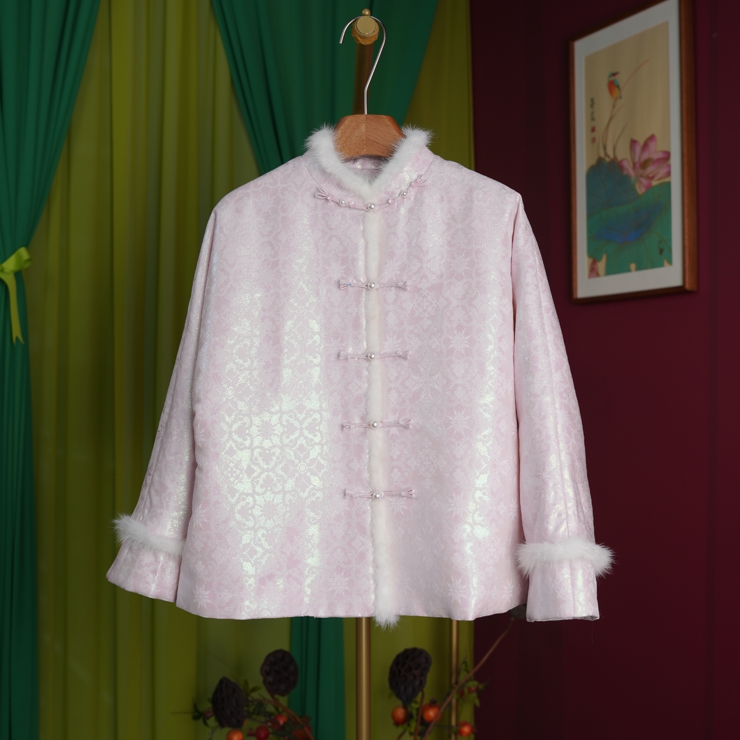 【闲庭序】李德喜·'如意宝相浮光锦'水貂毛夹棉外套新中式棉服