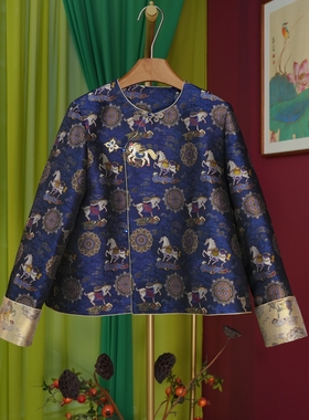 【闲庭序】钱小平·'马上有福'名家宋锦外套非遗花扣祥云盘扣