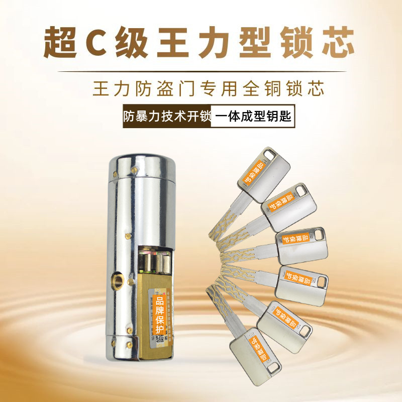 王力防盗门专用锁芯超c级wl多轨道特能半圆全铜齿轮自动碰锁锁芯