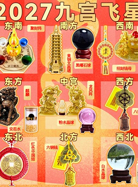 2027羊年九宫飞星招财阵套装摆件
