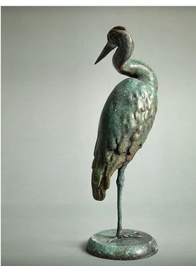 国风清雅【一路顺遂】青铜鸟艺术品 苍鹭家居茶室摆件