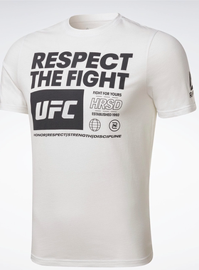 UFC新款MMA综合格斗尊重战斗为你而战 锐步男子训练运动短袖T恤