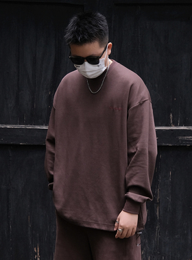 TINGOPLANET2024秋冬新款纯棉男士长袖T恤圆领宽松打底潮牌美拉德