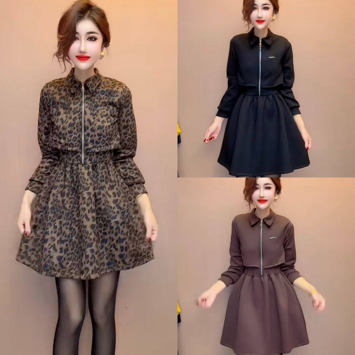 爆款2025秋冬季新款时尚洋气欧货收腰显瘦长袖气质小众女连衣裙潮