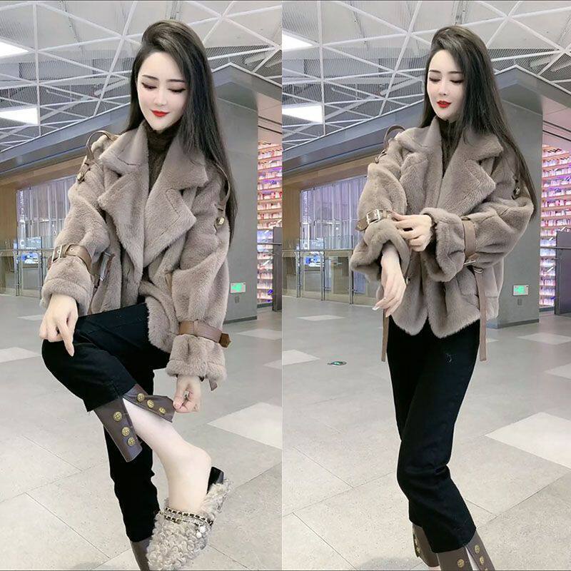 欧货网红爆款仿皮草水貂绒外套