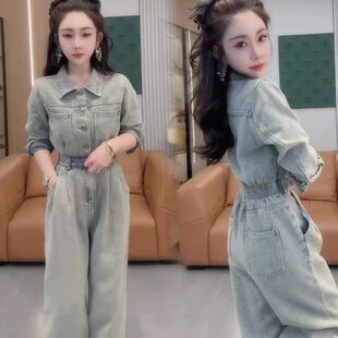 新款 时尚 长裤 连衣裤 潮流 显瘦减龄套装 2025年秋季 女修身 工装 连体裤