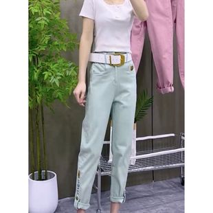 新款 显瘦直筒老爹裤 腰带刺绣小脚裤 百搭休闲宽松韩版 时尚 2026春季