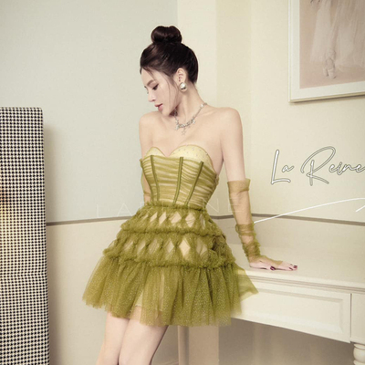 越南小众LA REINE 2025年春季新款治愈系绿野寻踪公主裙