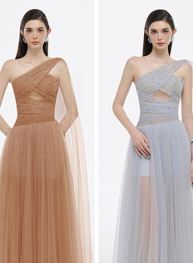 越南JOSEPHINE 2025年春季新款设计感镂空亮片单肩高腰长裙