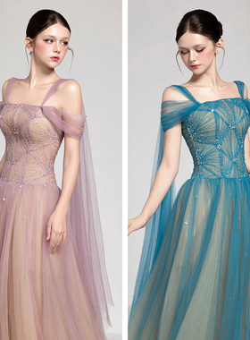 越南小众品牌CHOU PHAN 2025年秋季新款法式精致礼服网纱裙