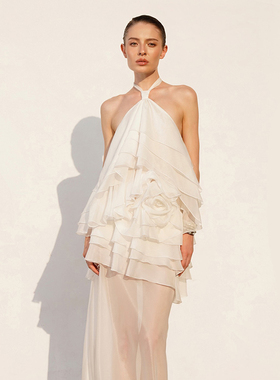 越南小众品牌DATT 2024年春夏新款海边度假风荷叶边法式套装裙