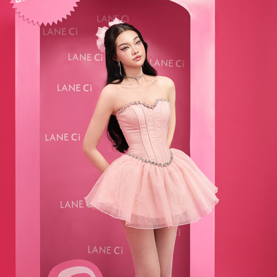 越南小众品牌LANECI 2026年春季新款公主风水钻抹胸生日礼裙