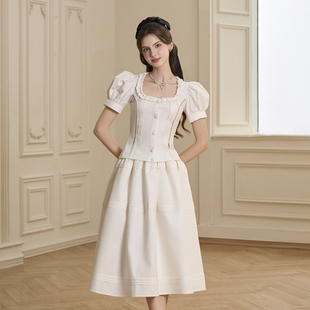 ANGE 宫廷风方领白色套装 2025年夏季 法式 新款 越南小众品牌BEL