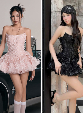 越南小众品牌LANECI 2025年春季新款甜酷蝴蝶绝美抹胸裙