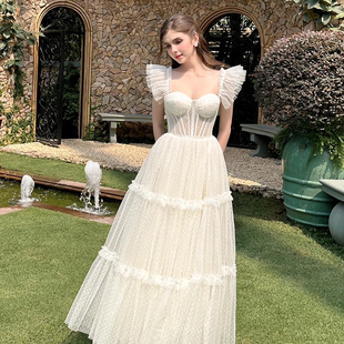 淑女风波点薄纱小飞袖 越南小众品牌BEL 新款 2024夏季 纱裙 ANGE