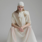 MADE 2025年春季 新款 越南小众ONON 时尚 大蝴蝶结白色宽松连衣裙