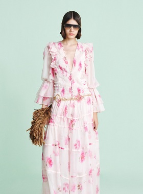 越南小众品牌ONONMM 2025年秋季新款仙子风喇叭花边独家长裙