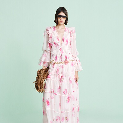 越南小众品牌ONONMM 2025年秋季新款仙子风喇叭花边独家长裙