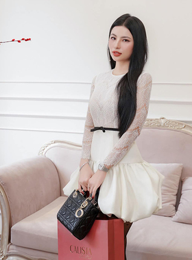 越南小众品牌CALISTA 2024年夏季新款温婉端庄蕾丝纹拼接花苞裙