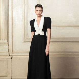 高腰蝴蝶结黑白长裙 2026年新春新款 越南品牌WHITE ANT