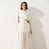 品牌授权 日常高级感缎面披肩长裙 新款 越南小众CICI 2025年夏季