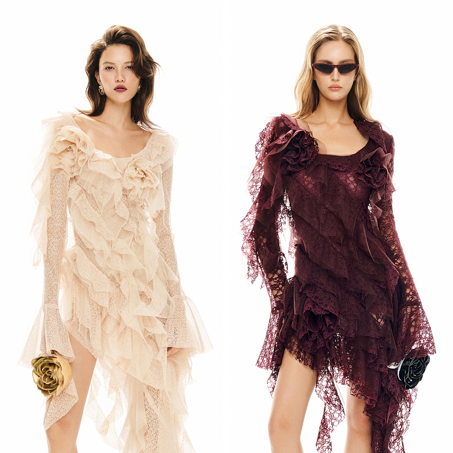 越南小众MUSTHAVE 2025年秋季新款华丽多层次蕾丝花连衣裙