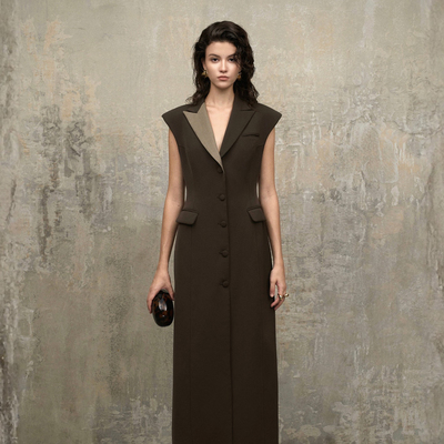 越南小众JADEITE T 2026年春季新款复古时尚棕咖色无袖马甲外套