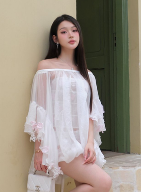 越南小众品牌 ONON MADE2025年夏季新款轻盈透气白色一字肩裙