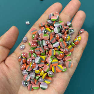 半圆渐变色陶瓷琉璃时尚衣服穿搭辅料包包配件装饰品百搭DIY亮珠