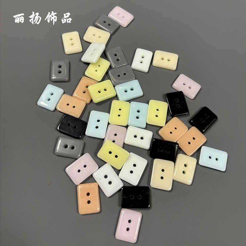 时尚长方形迷彩陶瓷纽扣2孔小香风衬衫polo衫连衣裙彩色服饰钮扣