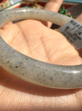 青花籽料新疆和田玉手镯玉镯子58圈口圆条