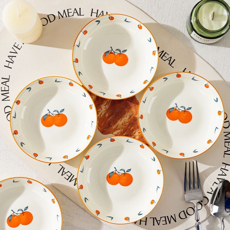 柿柿如意8英寸圆盘高温陶瓷釉下彩家用菜盆碟子菜盘深盘超菜盘,餐饮具,盘,淘宝优惠券,粉丝福利购,淘宝优惠卷