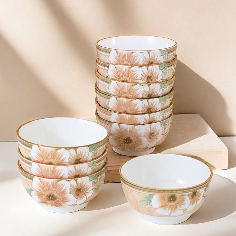 山茶花5英寸米饭碗10个装釉下彩