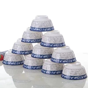 10个青花瓷4.5英寸米饭碗高温瓷釉下彩家用米饭碗景德镇高端饭碗