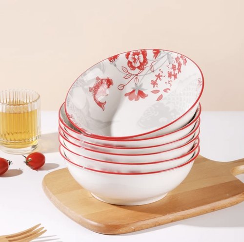 年年有余7英寸航空碗面碗高温釉下彩家用陶瓷大碗汤面碗