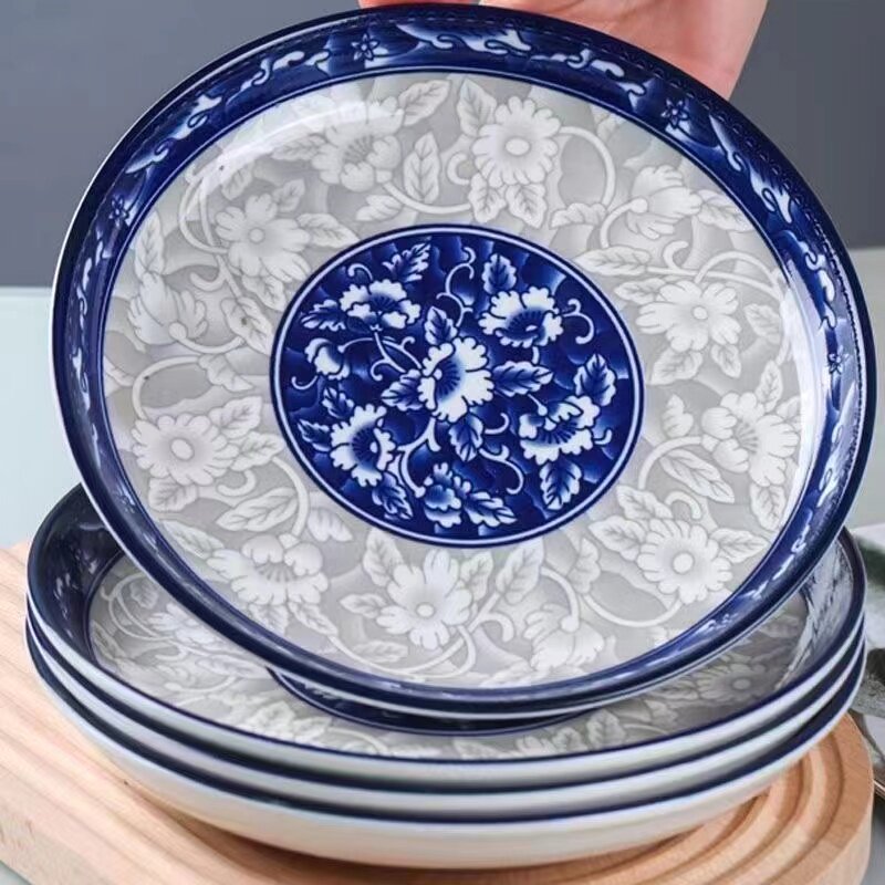 青花瓷10英寸圆盘2个装陶瓷釉下彩大盘子碟子家用商用高档餐具