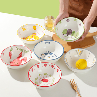 卡通7英寸面碗航空碗大面碗早餐沙拉碗大碗卡通可爱耐高温食品级