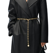 圆形浅金色腰链大衣外套细链腰带女士金属链条腰带银色腰链