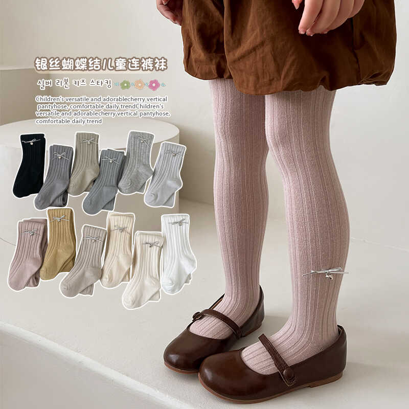 连裤袜女童春秋季针织棉蝴蝶结