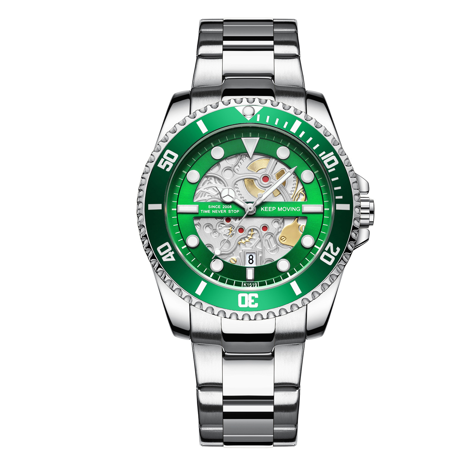 km网红绿水鬼同款镂空非机械运动潜水手表