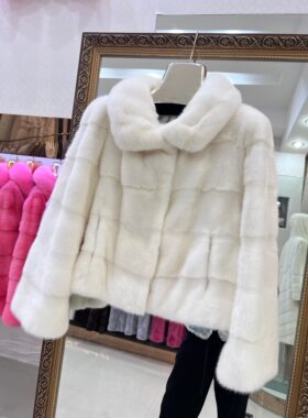 小个子多色短款冬季新款皮草外套女翻领貂皮大衣女款立领越南短款