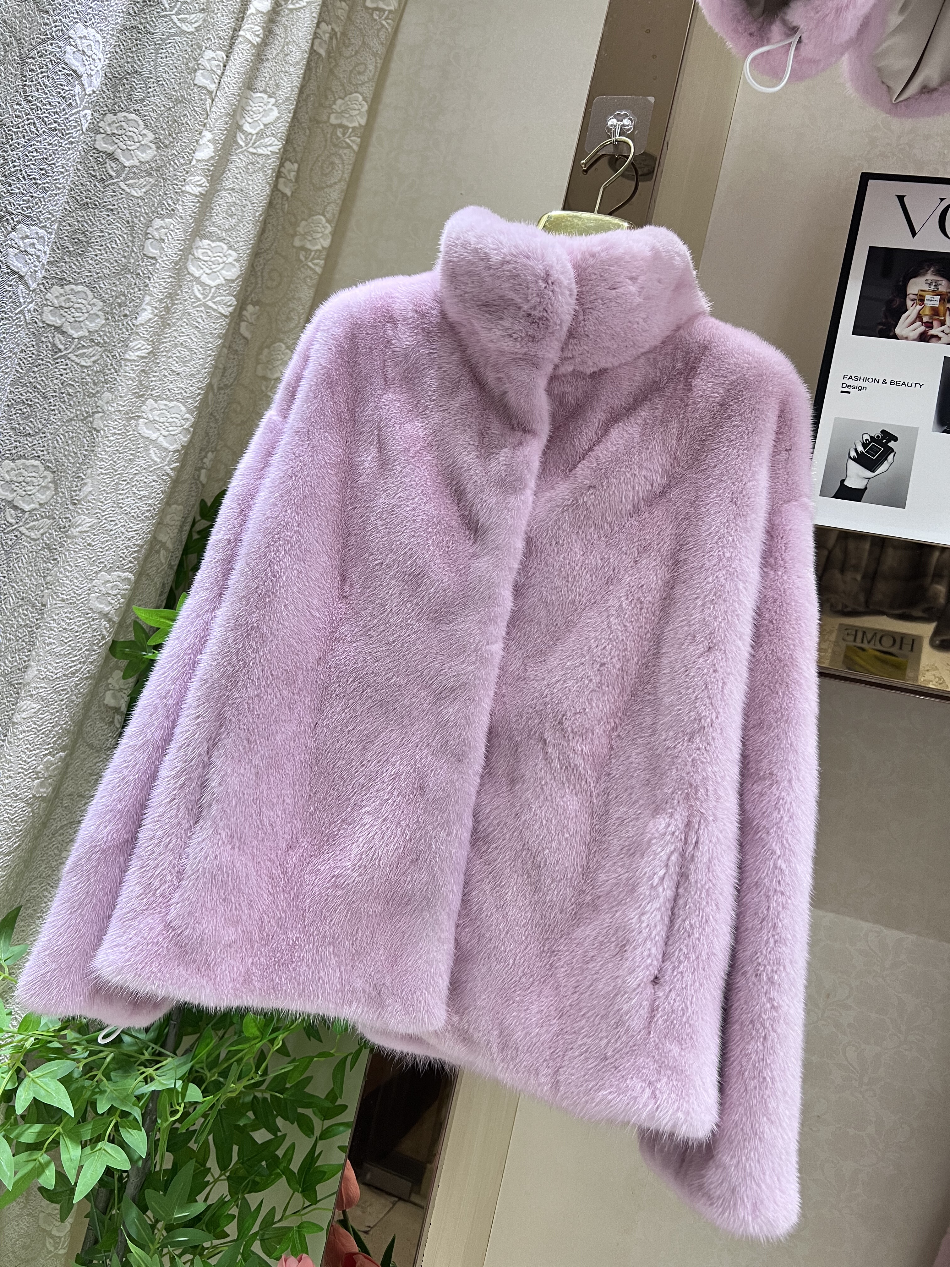 2025冬新款进口天鹅绒小母貂皮大衣女短款立领水貂毛皮草外套年轻