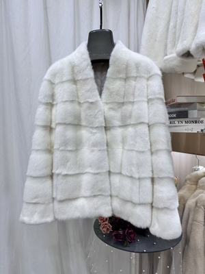 全挖削小母貂皮进口水貂毛皮草女款横排V领时尚貂皮大衣整貂外套