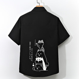 图案已注册大码印花风衬衫男新款青年短袖衬衫/D7082p27，男装T恤，电商A012