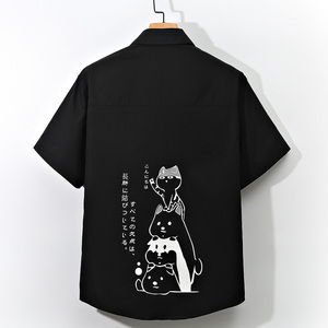 图案已注册大码印花风衬衫男新款青年短袖衬衫/D7082 p27图片